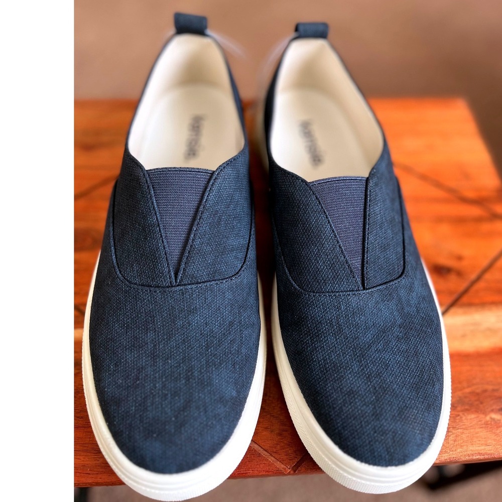 Kensie Navy Slip-On Sneakers with White Soles